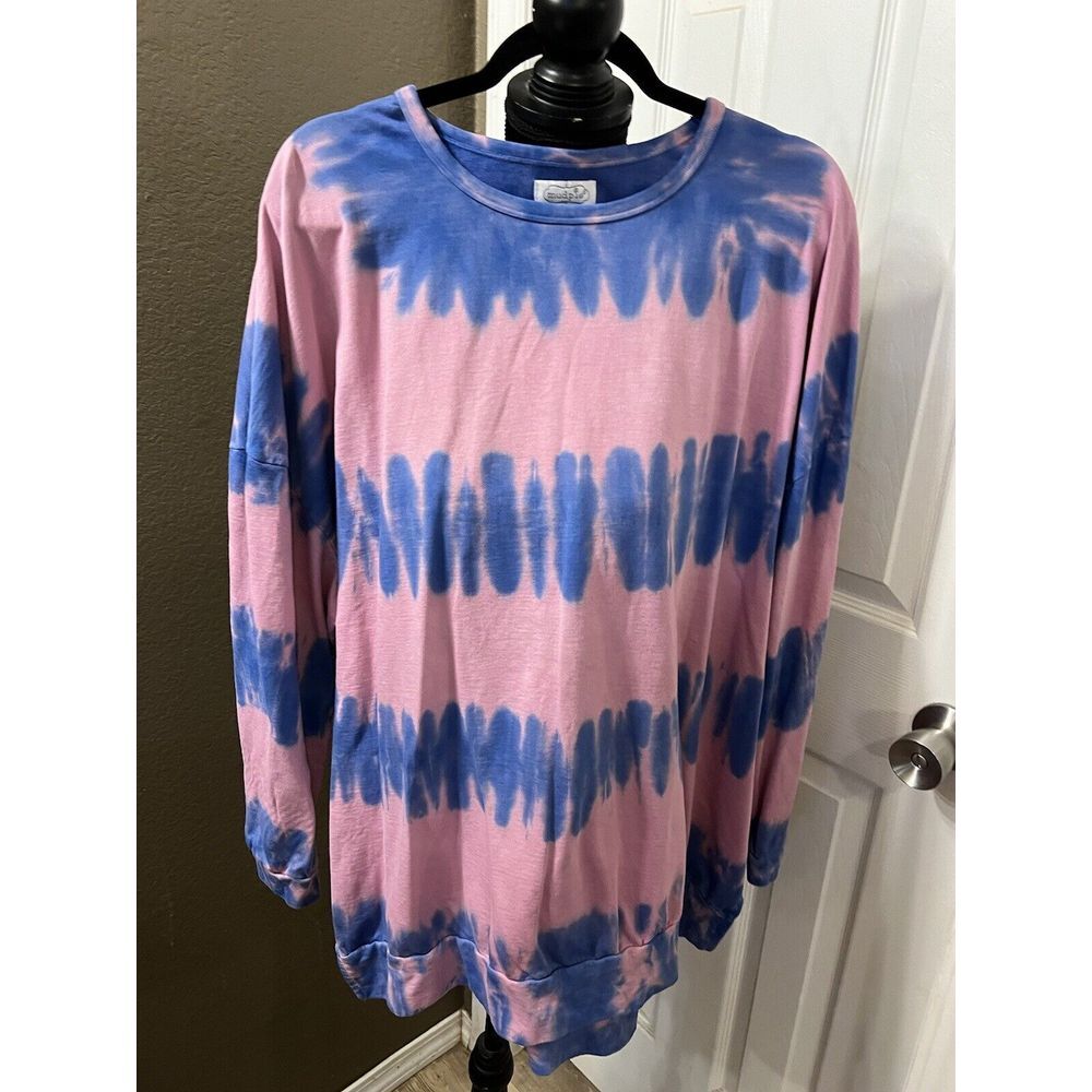 Mud‎ Pie Roomy Long Sleeve Women's Tie Dye Shirt Size M/L
